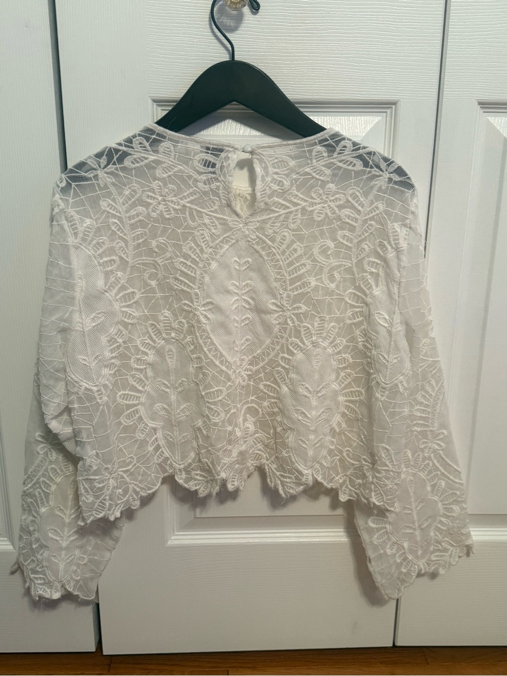 Anthropologie Maeve Sheer Eyelet Long-Sleeve Top in White - Picture 3 of 4